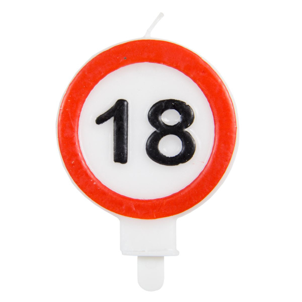 18TH BIRTHDAY CANDLE TRAFFIC SIGN - 8CM