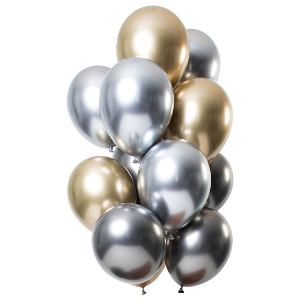 12 X ONYX MIRROR EFFECT BALLOON SET - 33CM