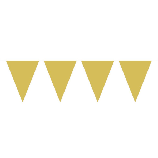 GOLD MATT METALLIC TRIANGLE BUNTING - 6M