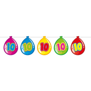 MULTICOLOURED 10TH BIRTHDAY BALLOON BUNTING - 10M