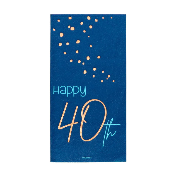 10 X 40TH BIRTHDAY TRUE BLUE NAPKINS - 33CM