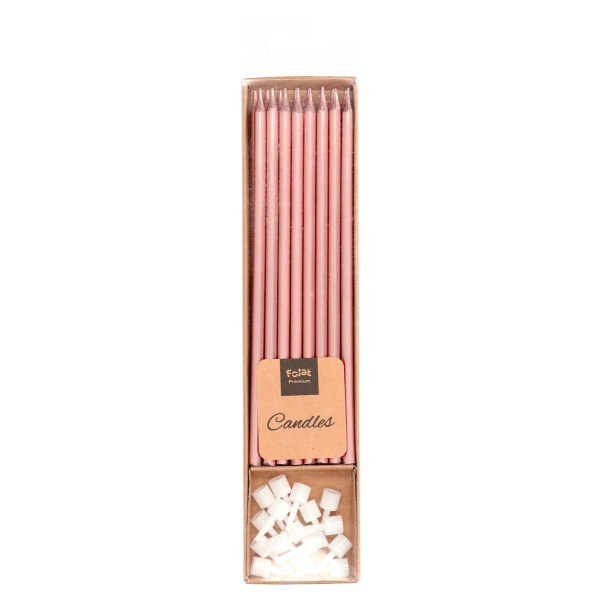 16 X ROSE GOLD METALLIC BIRTHDAY CANDLES - 15CM