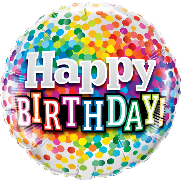 HAPPY BIRTHDAY CONFETTI FOIL BALLOON - 46CM