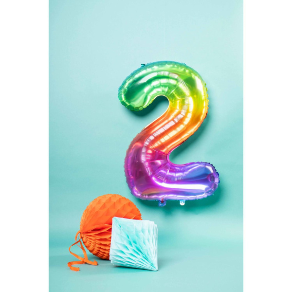 NUMBER 2 YUMMY GUMMY RAINBOW FOIL BALLOON - 86CM