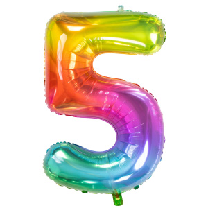 NUMBER 5 YUMMY GUMMY RAINBOW FOIL BALLOON - 86CM