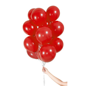 30 X RED BALLOONS WITH RIBBON - 23CM