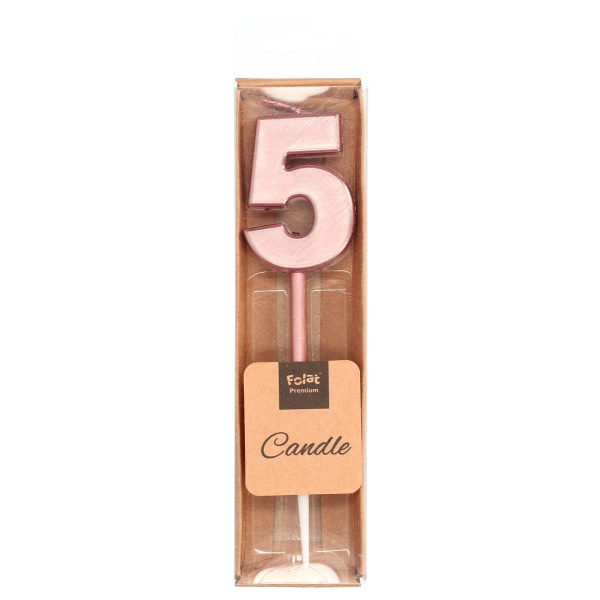 NUMBER 5 ROSE GOLD METALLIC CANDLE - 14CM