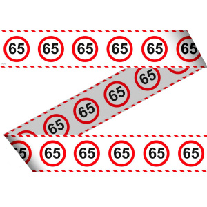 65TH BIRTHDAY BARRIER TAPE TRAFFIC SIGN - 15M