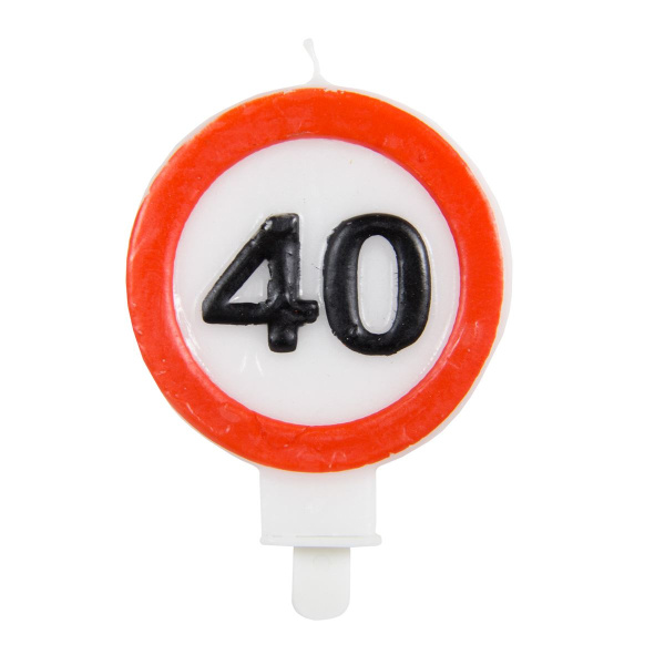 40TH BIRTHDAY CANDLE TRAFFIC SIGN - 8CM