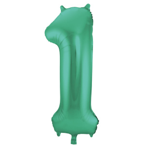 NUMBER 1 GREEN MATT METALLIC FOIL BALLOON - 86CM