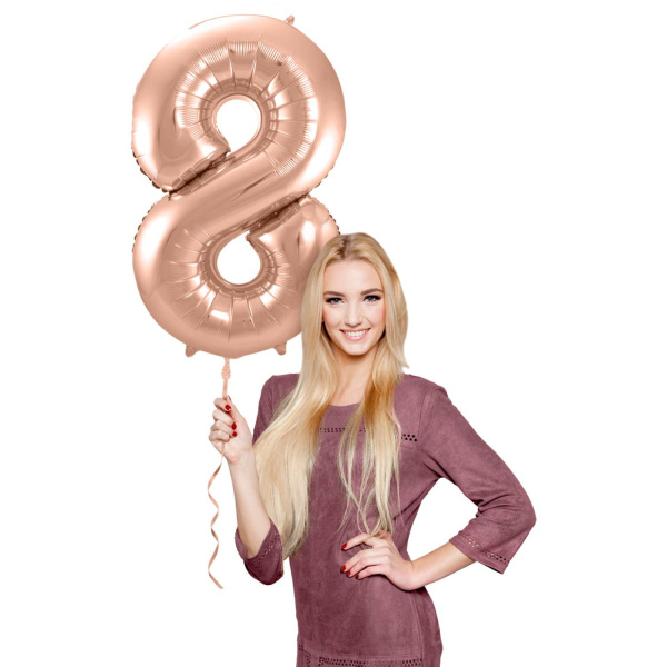 NUMBER 8 ROSE GOLD FOIL BALLOON - 86CM