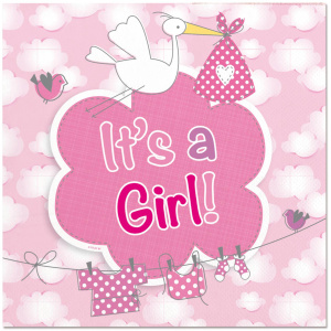 20 X IT'S A GIRL! BABY SHOWER PARTY NAPKINS - 25CM