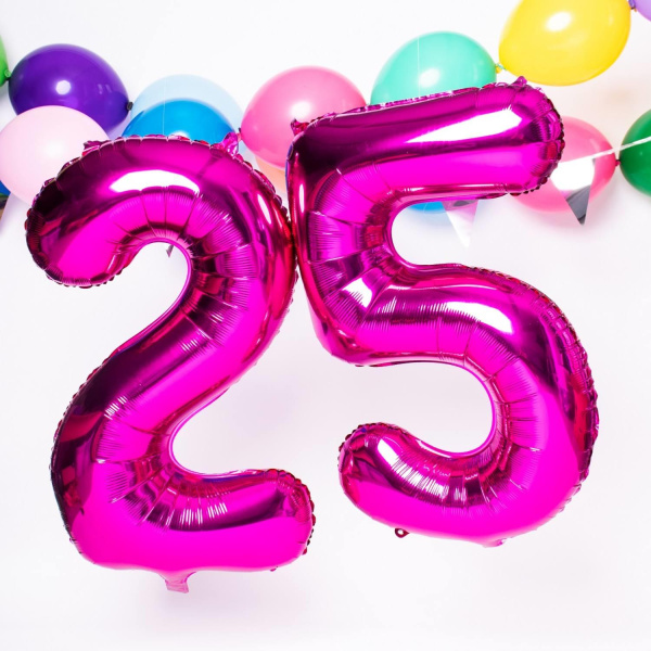 NUMBER 0 MAGENTA / HOT PINK METALLIC FOIL BALLOON - 86CM