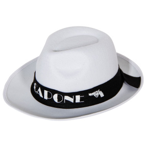 WHITE GANGSTER TRILBY AL CAPONE BAND