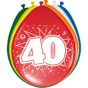 8 X 40TH BIRTHDAY BALLOONS - 30CM