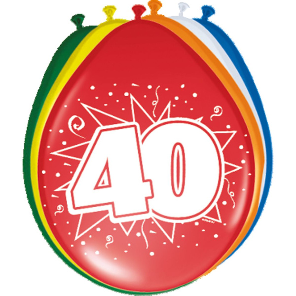 8 X 40TH BIRTHDAY BALLOONS - 30CM