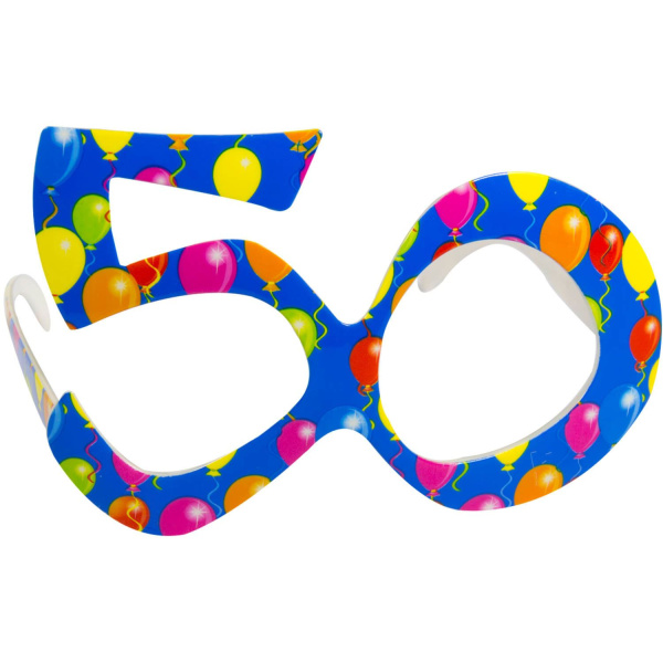 GLASSES 50TH BALLOONS - BLUE