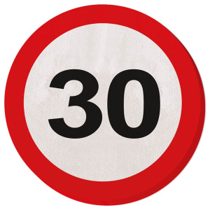 20 X 30TH BIRTHDAY PAPER NAPKINS TRAFFIC SIGNS - 33CM