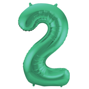 NUMBER 2 GREEN MATT METALLIC FOIL BALLOON - 86CM