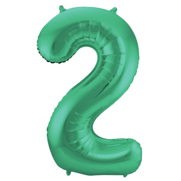 NUMBER 2 GREEN MATT METALLIC FOIL BALLOON - 86CM