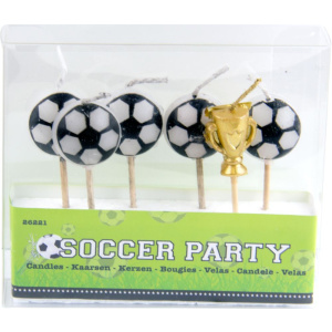 6 X FOOTBALL BIRTHDAY CANDLE SET - 6CM