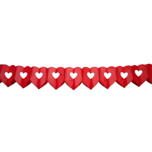 DOUBLE HEART RED PAPER GARLAND - 6M