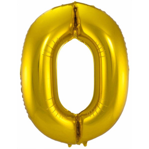 NUMBER 0 GOLD METALLIC FOIL BALLOON - 86CM