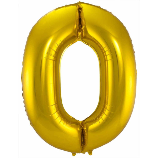 NUMBER 0 GOLD METALLIC FOIL BALLOON - 86CM