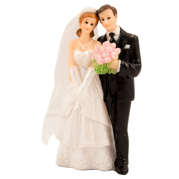 MARRIED COUPLE WEDDING CAKE TOPPER / DECORATION - 9CM