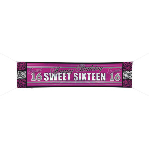 SWEET 16TH BIRTHDAY BANNER - 40CM X 180CM