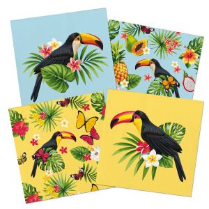 20 X TROPICAL TOUCAN NAPKINS - 33CM X 33CM