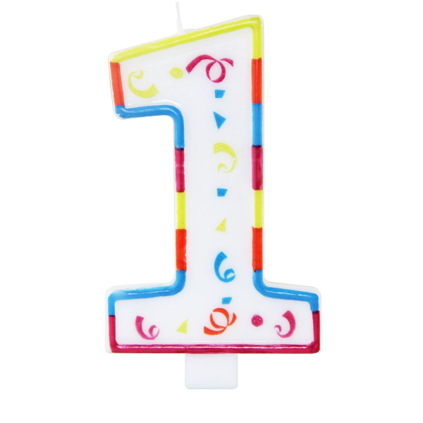 XL MULTICOLOURED NUMBER 1 CANDLE - 12.5CM