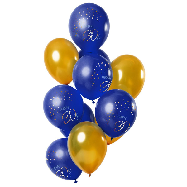 12 X 30TH BIRTHDAY TRUE BLUE BALLOONS - 30CM