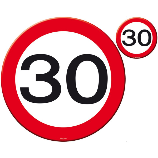 4 X 30TH BIRTHDAY PLACE MAT SET TRAFFIC SIGN