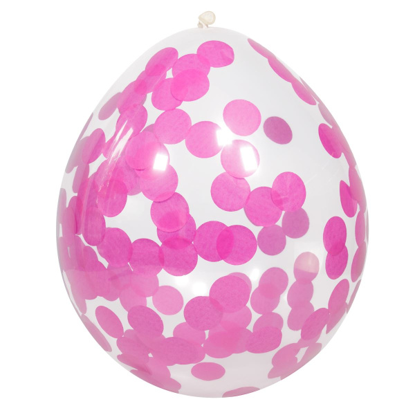 4 X BALLOONS WITH PINK CONFETTI - 30CM