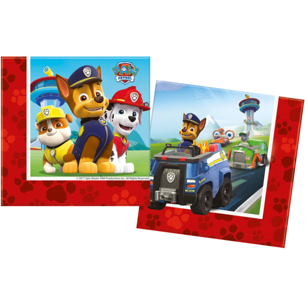 20 X PAW PATROL NAPKINS - 33CM