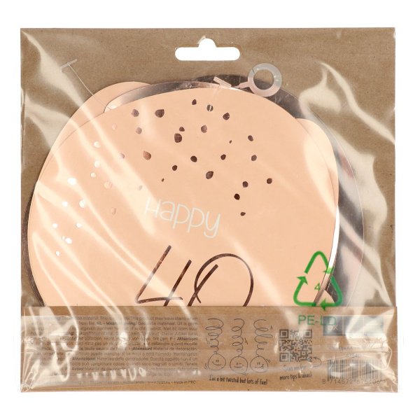 5 X 40TH BIRTHDAY LUSH BLUSH HANGING DECORATIONS