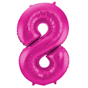 NUMBER 8 MAGENTA / HOT PINK METALLIC FOIL BALLOON - 86CM