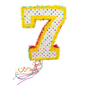 MULTICOLOURED NUMBER 7 PINATA - 49CM