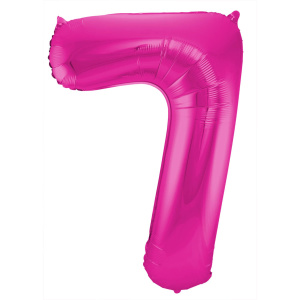 NUMBER 7 MAGENTA / HOT PINK METALLIC FOIL BALLOON - 86CM