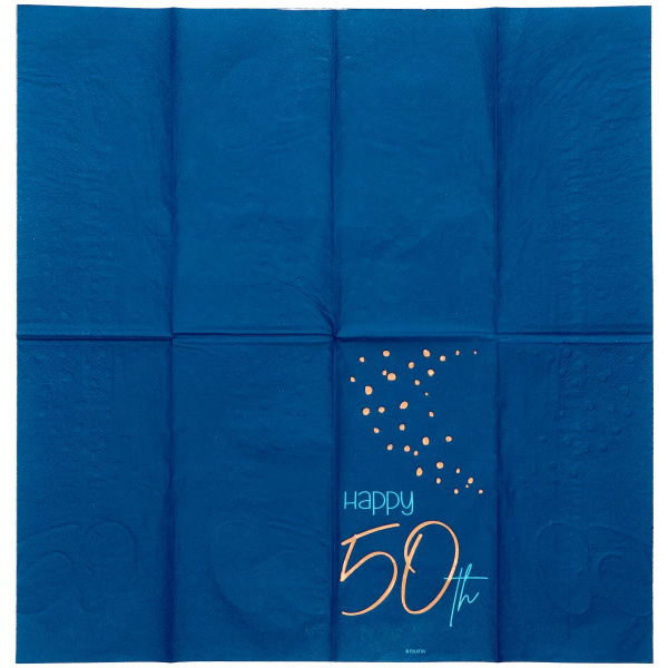 10 X 50TH BIRTHDAY TRUE BLUE NAPKINS - 33CM