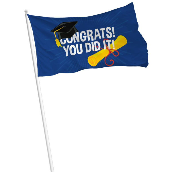 "CONGRATS YOU DID IT!" GRADUATION FLAG - 90CM X 60CM