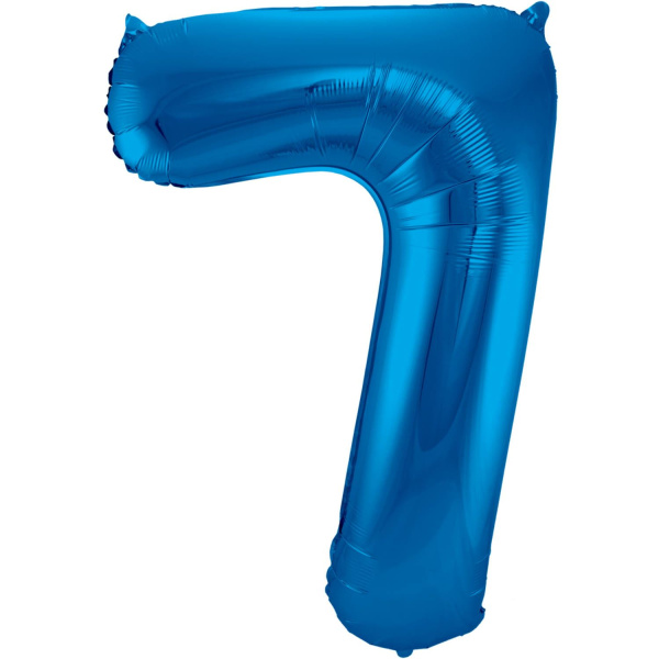 NUMBER 7 BLUE METALLIC FOIL BALLOON - 86CM