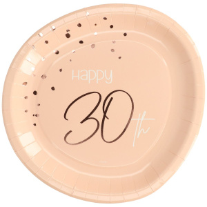 8 X 30TH BIRTHDAY LUSH BLUSH PARTY PLATES - 23CM