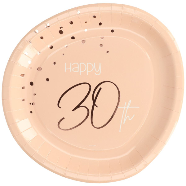 8 X 30TH BIRTHDAY LUSH BLUSH PARTY PLATES - 23CM