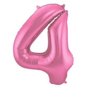 NUMBER 4 PINK MATT METALLIC FOIL BALLOON - 86CM