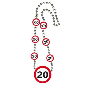 20TH BIRTHDAY BEADED NECKLACE TRAFFIC SIGN