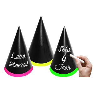 6 X WRITABLE CHALKBOARD PARTY HATS