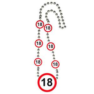 18TH BIRTHDAY BEADED NECKLACE TRAFFIC SIGN