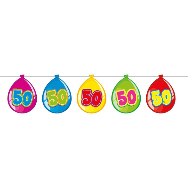 MULTICOLOURED 50TH BIRTHDAY BALLOON BUNTING - 10M